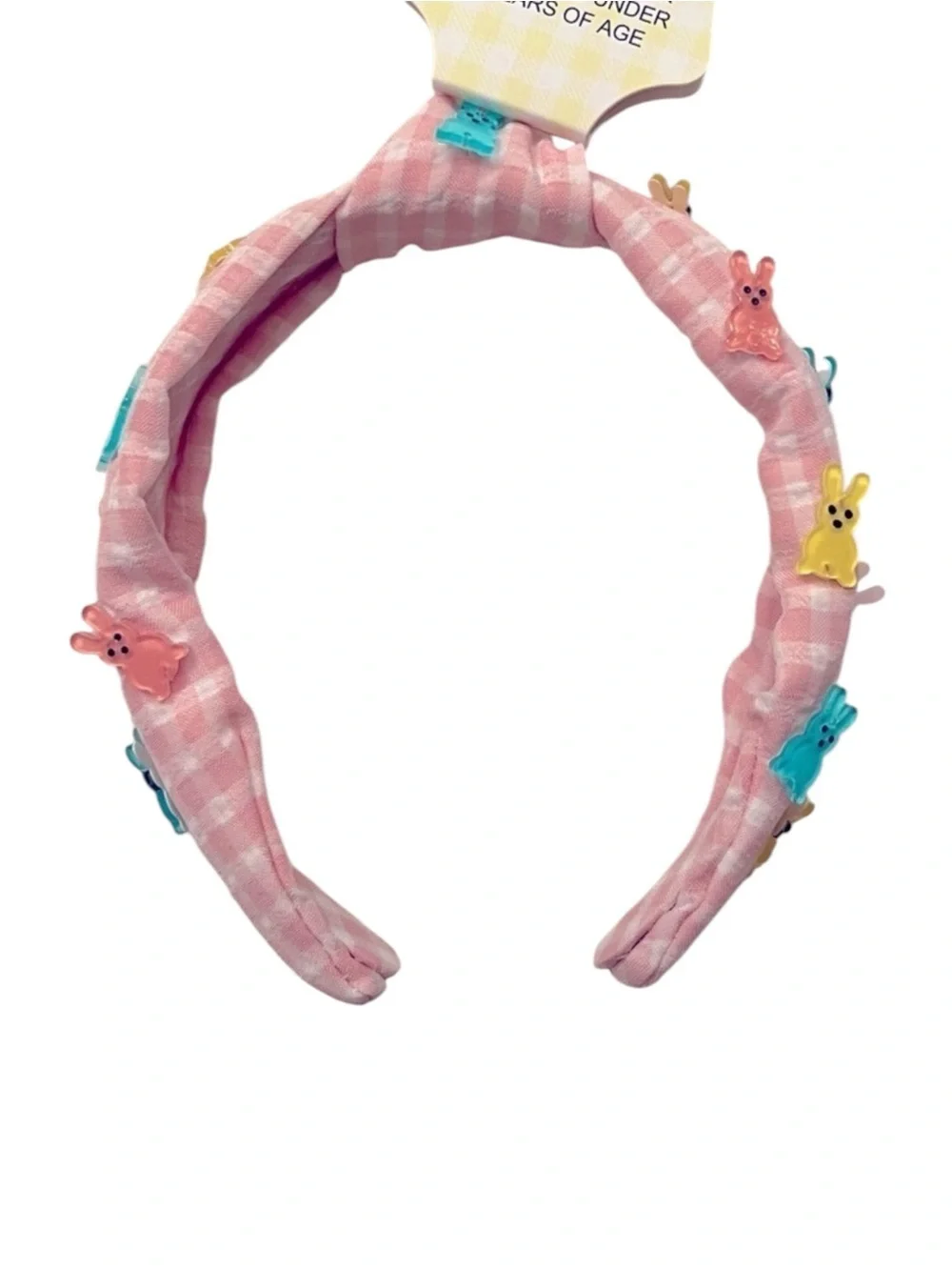 Piper K Spring Easter Bunny Pink White Gingham Headband New With Tags